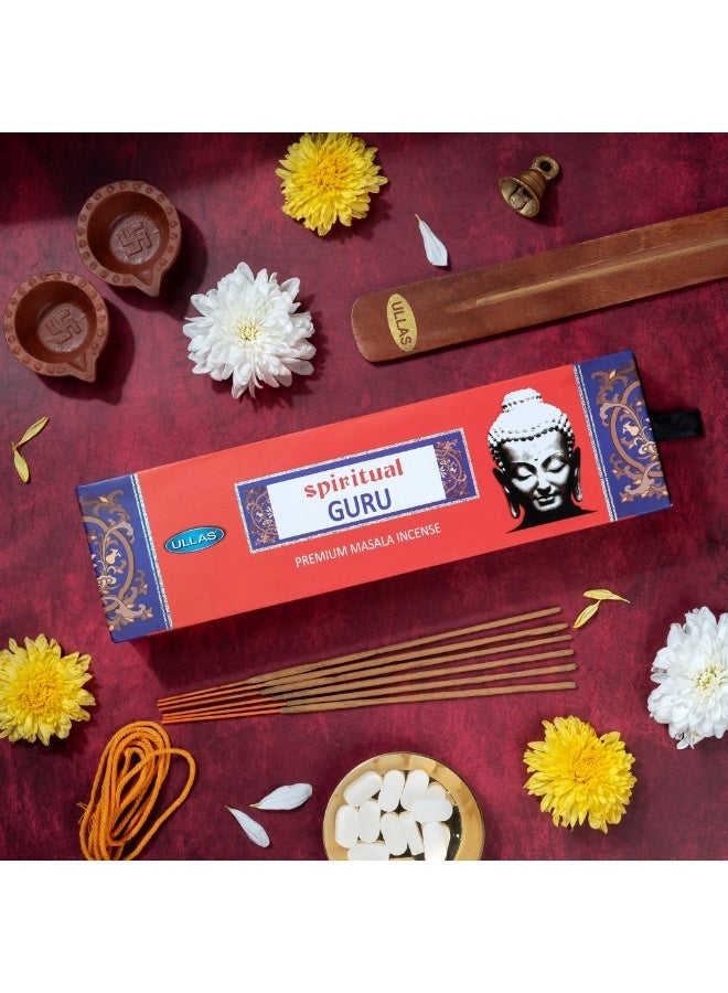 Ullas Spiritual Guru Agarbathi Premium Masala Incense Sticks with Tropical Fragrance (80 Sticks) With Stick Holder - Image 3